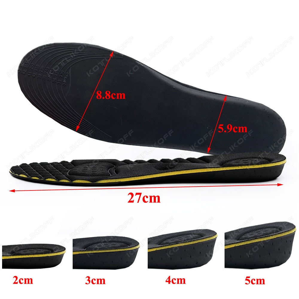 Đế Lót Giày Tăng Chiều Cao 2-5Cm Có Nam Châm Massage Chân Vô Hình Unisex