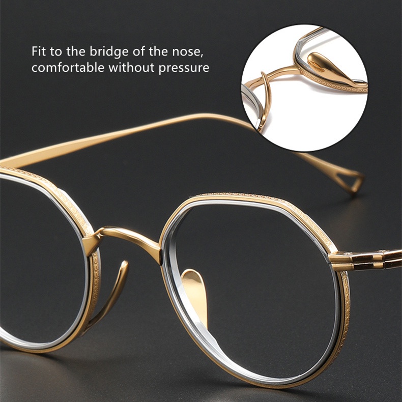 Mắt Kính Thời Trang Nhật Bản Siêu Nhẹ Gọng Titan Màu Vàng/Bạc KMN1231 Siêu Nhẹ