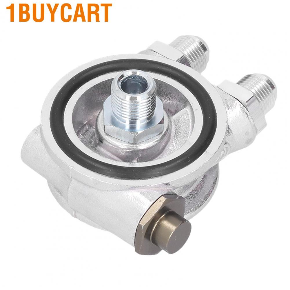 1buycart Oil Filter Thermostat Adaptor Kit Cooler Sandwich Plate Good Sealing 3/4in 16‑UNF for Car