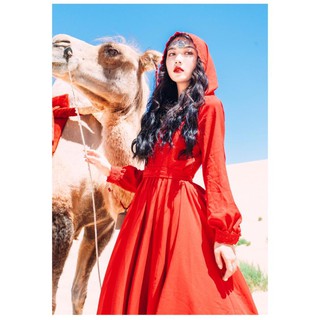 Đầm Đỏ Boho Maxi - Phong Cách Bohemain - Hàng Cao Cấp - (đầm du lịch vải lụa lạnh siêu đẹp)