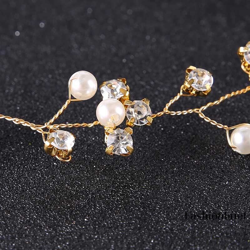❤BRIEF Europe and the bride with white hair pearl diamond hair dress headdress bride jewelry accesso