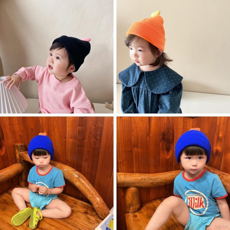 Mũ dệt kim hình trái tim nhiều màu sắc dễ thương cho bé