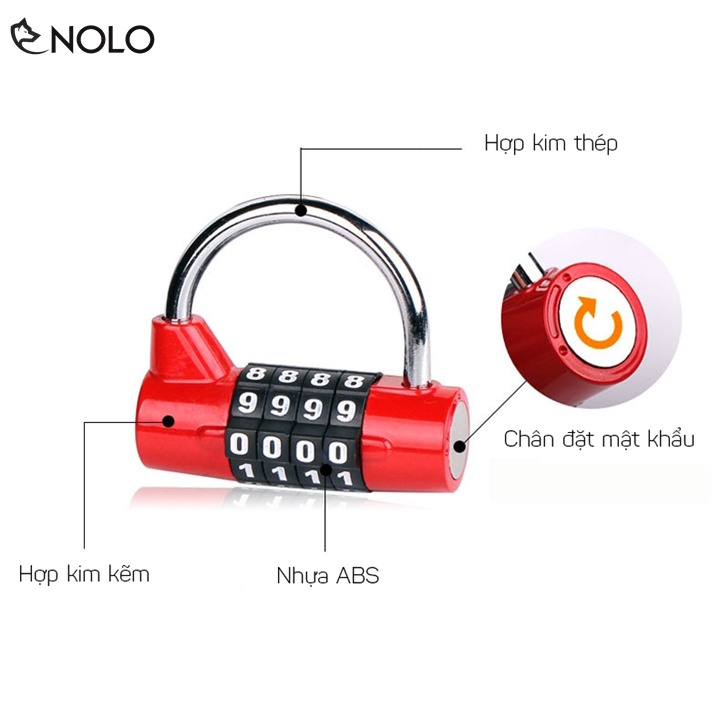 Ổ Khóa Số Chữ U 5 Số JINKU LOCK Model M408 Càng Khóa 6.5mm Chống Cắt Chống Khoan Chống Cưa Chịu Va Đập