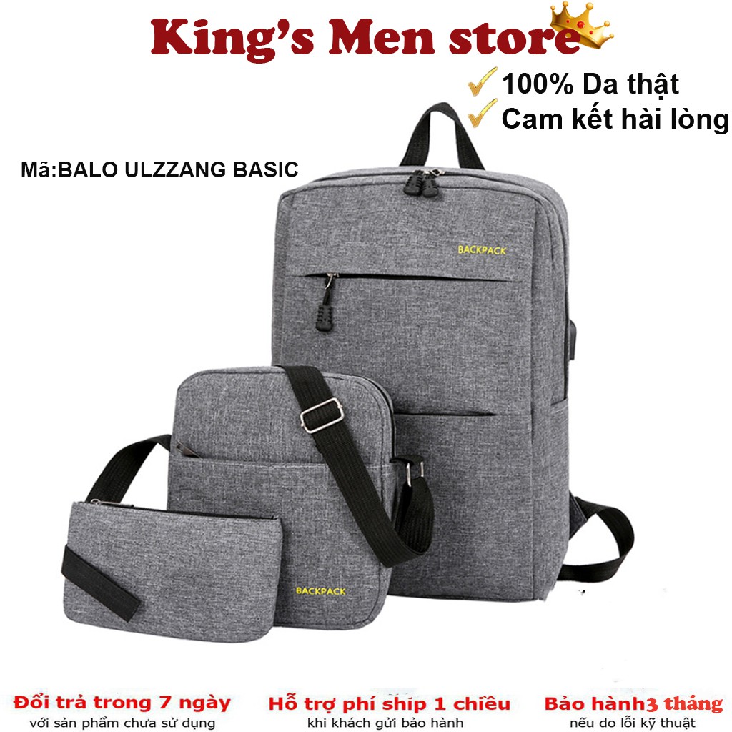 Balo chống nước cực bền LEOTIVA BL010 - tặng túi đeo chéo và ví cầm tay, BALO ULZZANG BASIC Balo nam Nữ Balo Laptop Cao