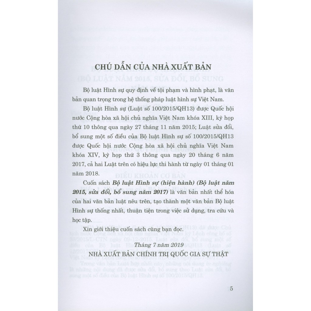 Sách - Bộ Luật Hình Sự (Hiện Hành) (Bộ Luật Năm 2015, Sửa Đổi, Bổ Sung Năm 2017) | BigBuy360 - bigbuy360.vn