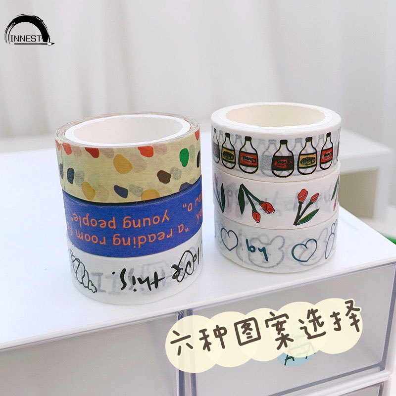 Cuộn Băng Keo Giấy Washi Họa Tiết Hoạt Hình Đáng Yêu Trang Trí Sổ Tay Đa Ứng Dụng