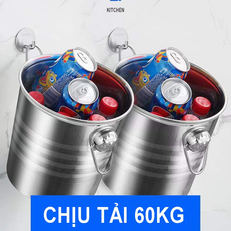 Móc Dán Tường INOX 304 Treo Đồ nặng, Treo Thớt, Nồi Niêu Treo Đồ Đa Năng Dán Mọi Bề Mặt