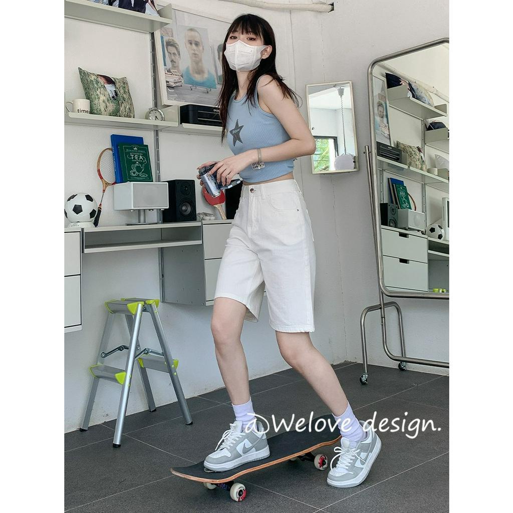 「 WELOVE1 」Quần Short Denim Lưng Cao Dáng Rộng Nhiều Màu Thời Trang Mùa Hè Cho Nữ