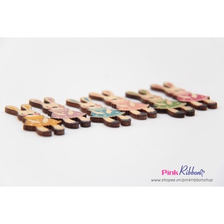 *[Set 5c] Thỏ gỗ vintage cỡ 5cm x 2.1cm làm phụ kiện trang trí, phụ kiện tóc, phụ kiện thời trang, DIY, handmade