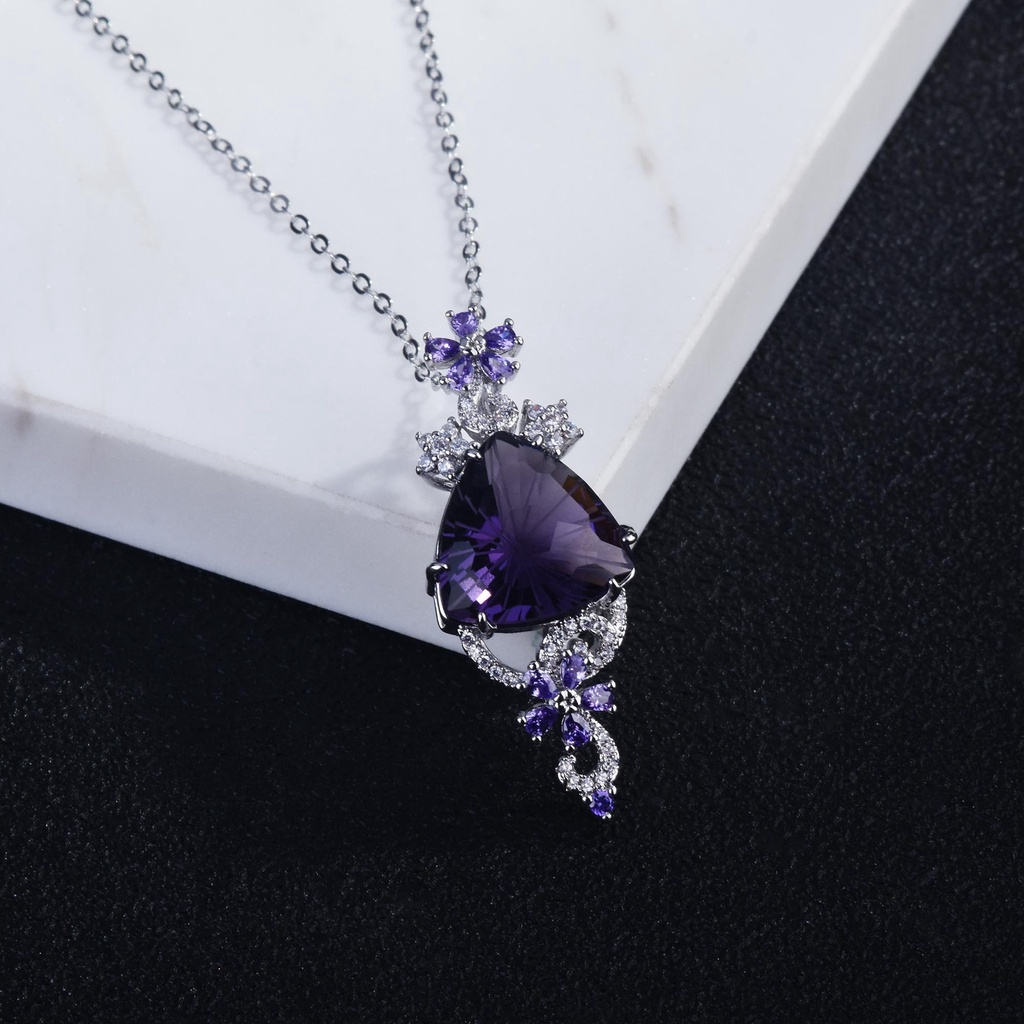 Dây chuyền mặt đá thạch anh tím nhân tạo sang trọng thời trang