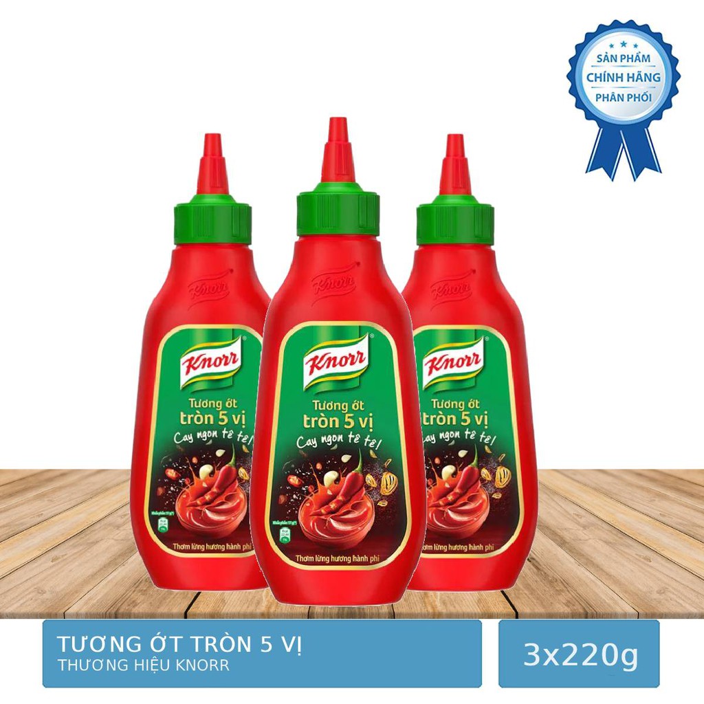 Combo 3 Chai Tương ỚT Knorr Tròn 5 Vị 220g