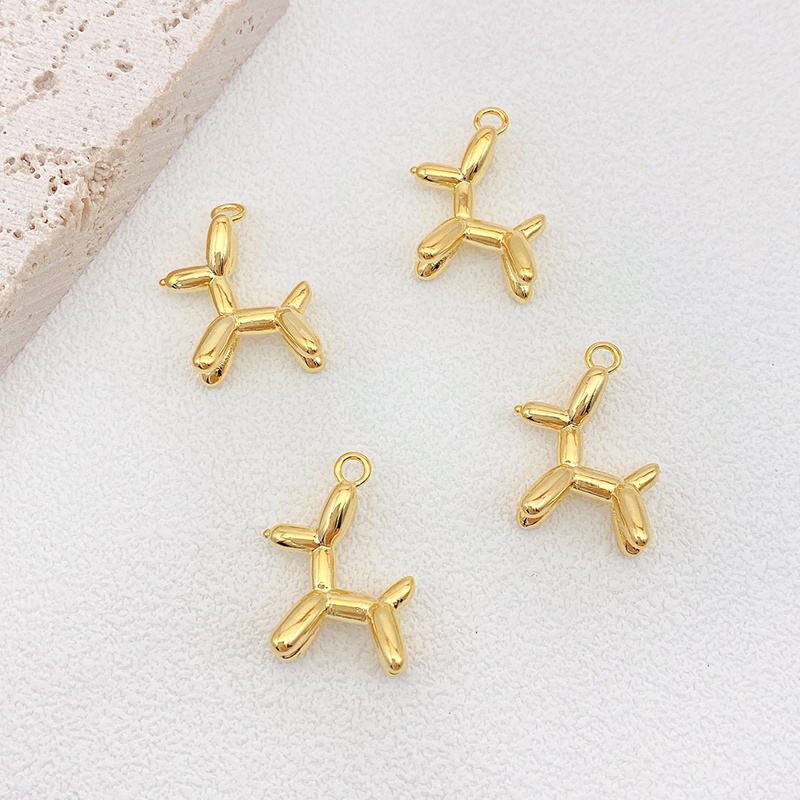 Mặt Dây Chuyền Bằng Đồng Mạ Vàng 18K diy Hình Chú Chó Bảo Quản Bong Bóng Ba Chiều