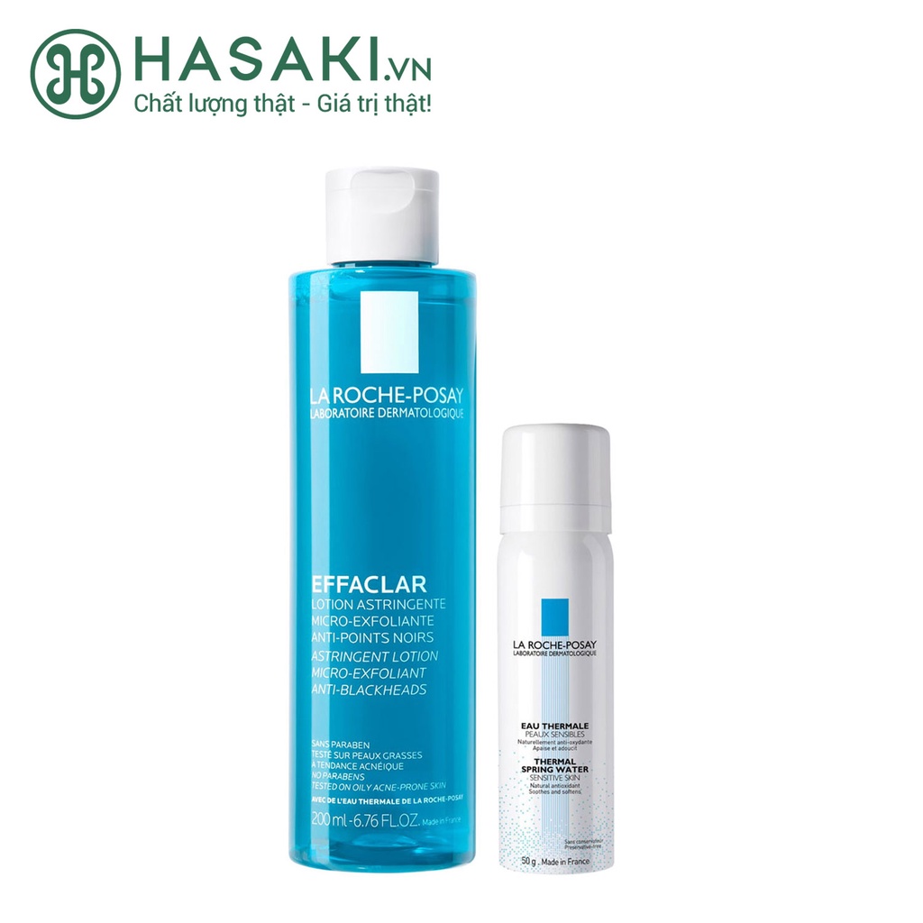 Bộ Đôi La Roche-Posay Làm Sạch Sâu Và Cân Bằng Da Dầu Mụn Effaclar Astringent Lotion 200ml + Thermal Spring Water 50ml