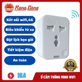 Ổ cắm wifi thông minh- ổ cắm wifi rạng đông 3500w, chức năng hẹn giờ, điều khiển từ xa, bảo hành 12 tháng