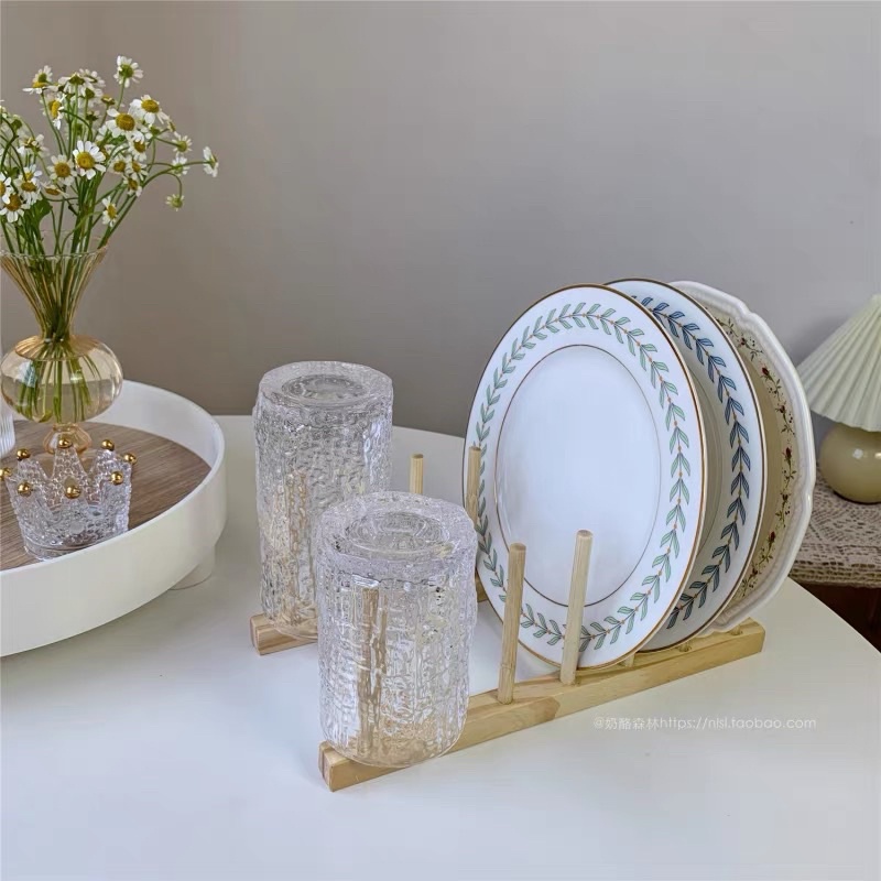 Giá đựng đĩa bằng gỗ chia ngăn tiện lợi