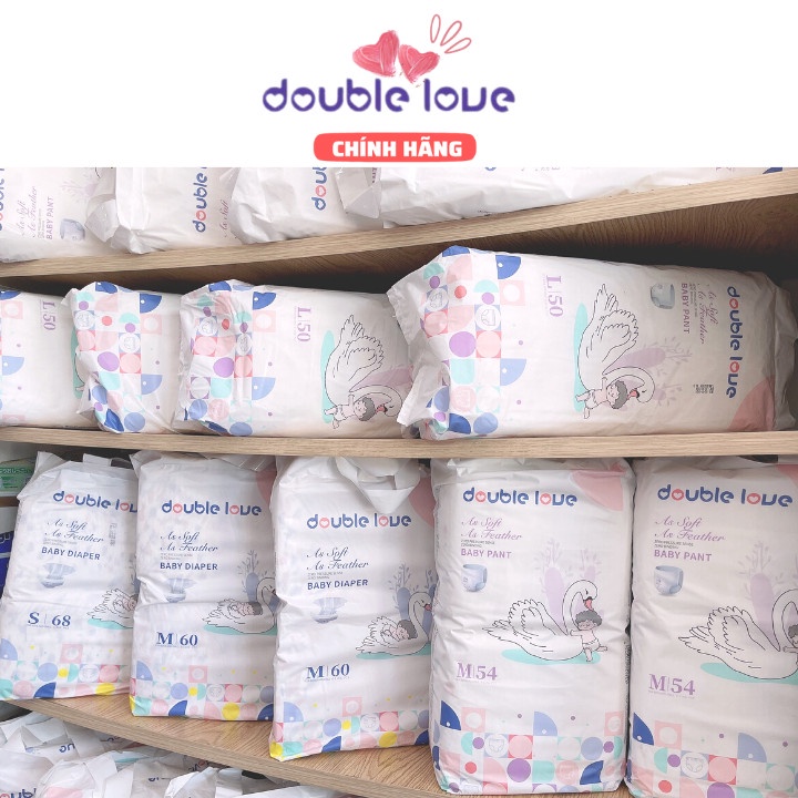 Bỉm quần/ tã dán Double Love -Tã/ bỉm Đủ size S/M/L/XL/XXL 68 miếng