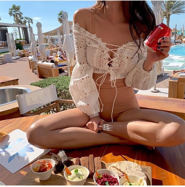 Set bikini + croptop trắng | BigBuy360 - bigbuy360.vn