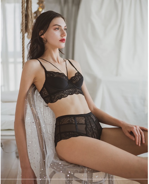 Bộ Đồ Lót Ren Lưới Có Gọng Không Đệm Siêu Mỏng S078