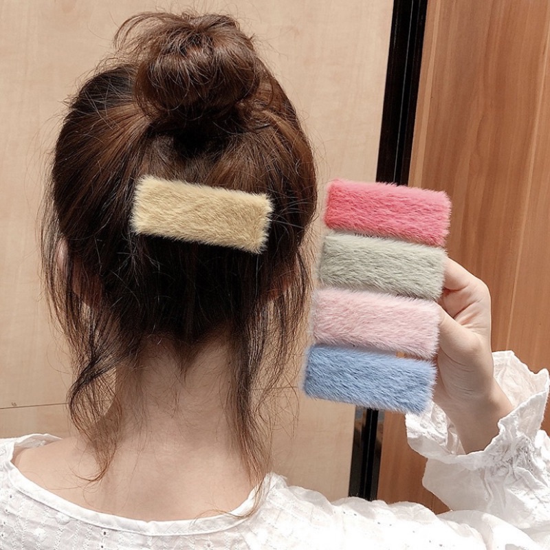 Kẹp tóc lông nhung nhiều màu phong cách đáng yêu Hàn Quốc  cho nữ