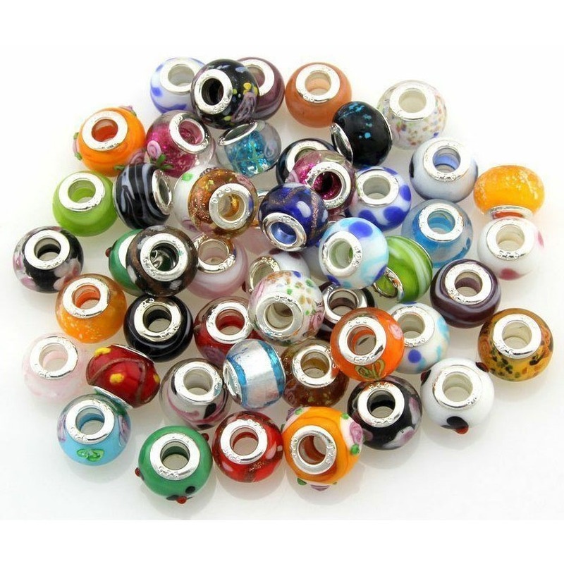 Set 20 Hạt Thủy Tinh 5mm 8x13mm Nhiều Màu Ngẫu Nhiên Làm Trang Sức Vòng Tay/Vòng Cổ DIY
