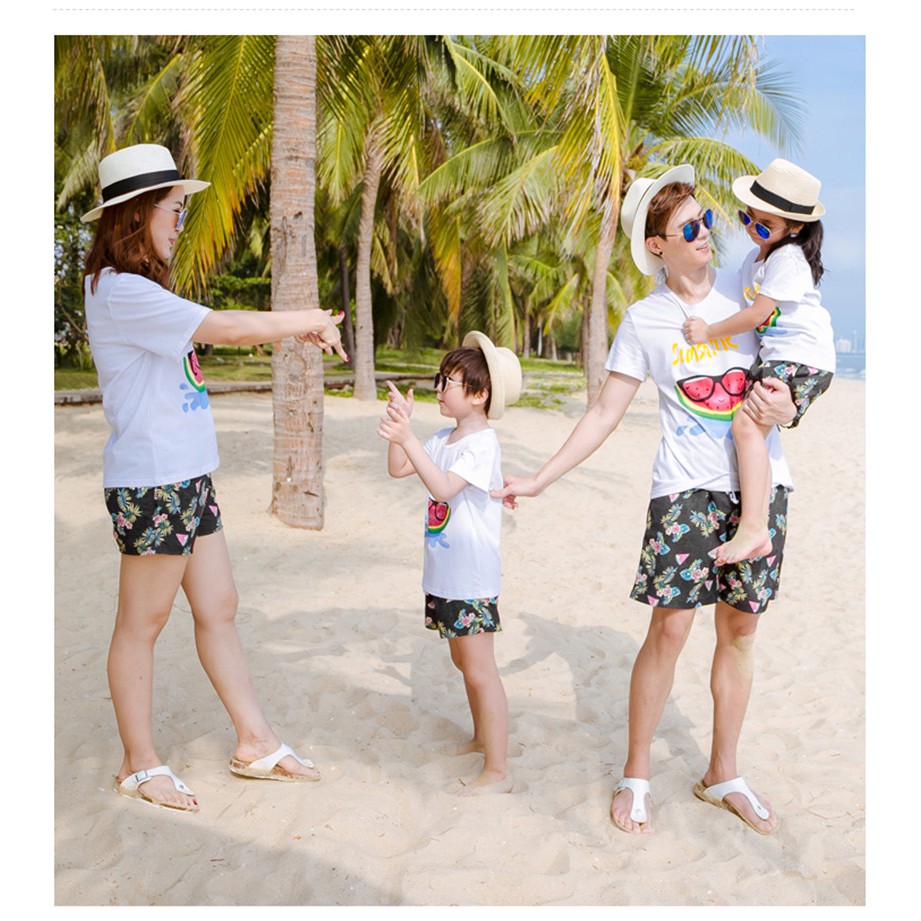 Đồng Phục đi biển Familylove - Áo đồng phục gia đình đi biển mẫu Dưa hấu Cotton 100% mát