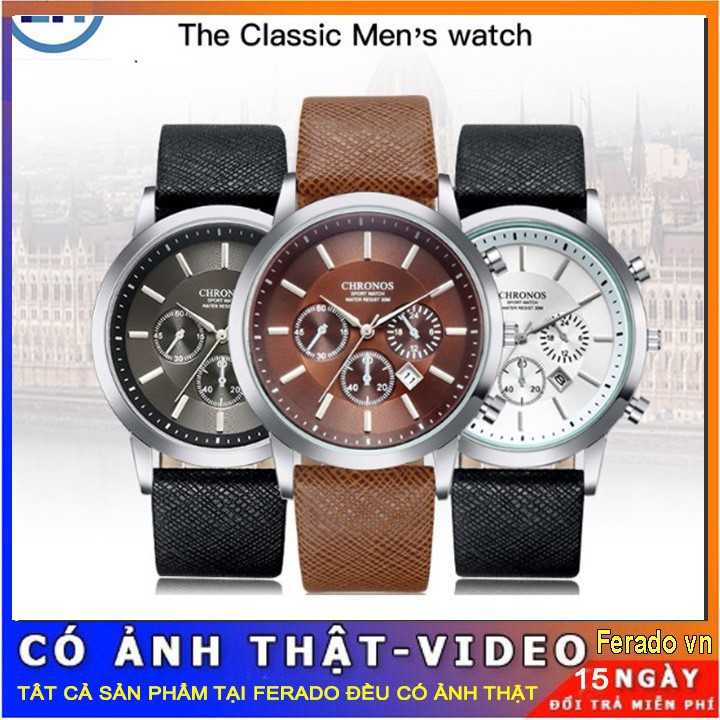 Đồng Hồ Nam Chronos Dây Da Sang Trọng