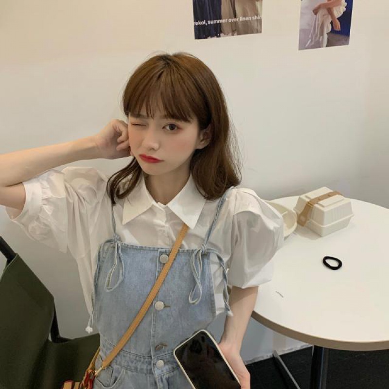 Yếm jean set yếm Set Áo Váy Yếm Denim Phong Cách Cổ Điển Thời Trang Mới 2022
