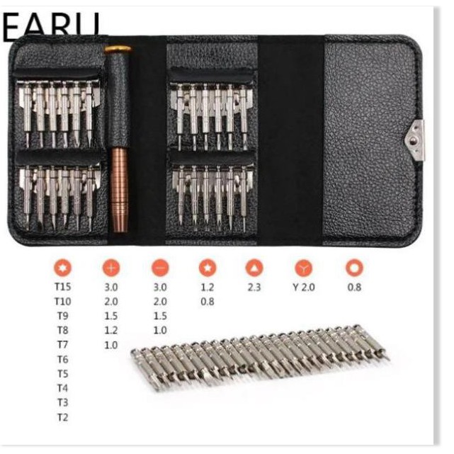 Bộ Tua Vít Đa Năng Tua Vít 25 Đầu Trong 1 sửa chữa điện thoại đồ điện tử Screwdriver bao da tiện lợi