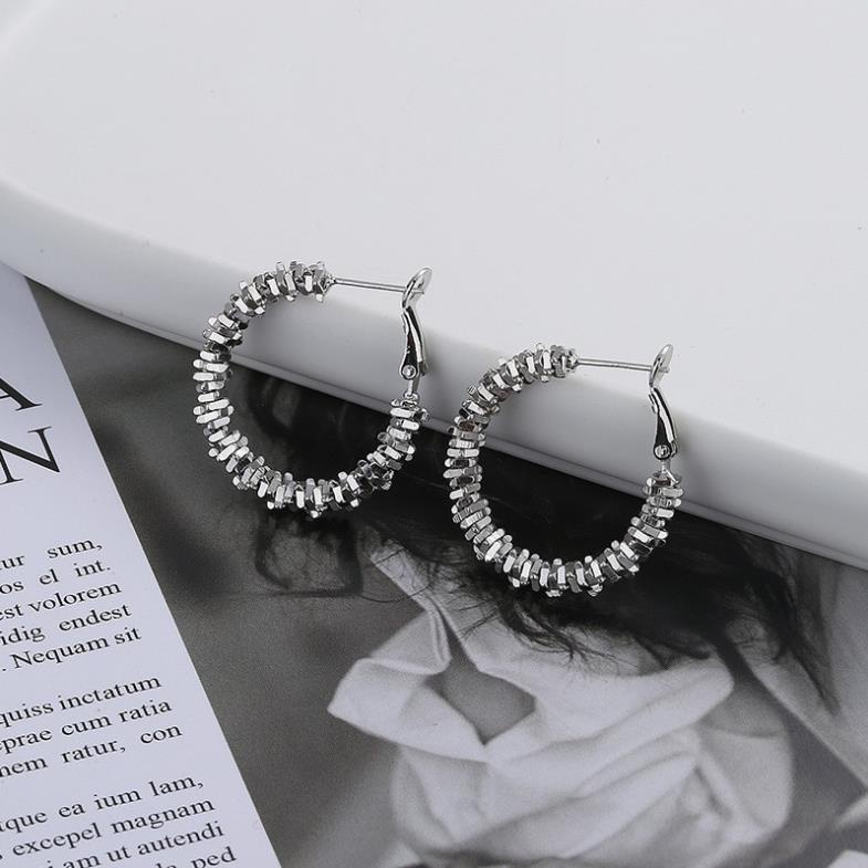 (067) Khuyên Tai Bạc Xoắn Siêu Sáng Phong Cách Đơn Giản Thời Trang