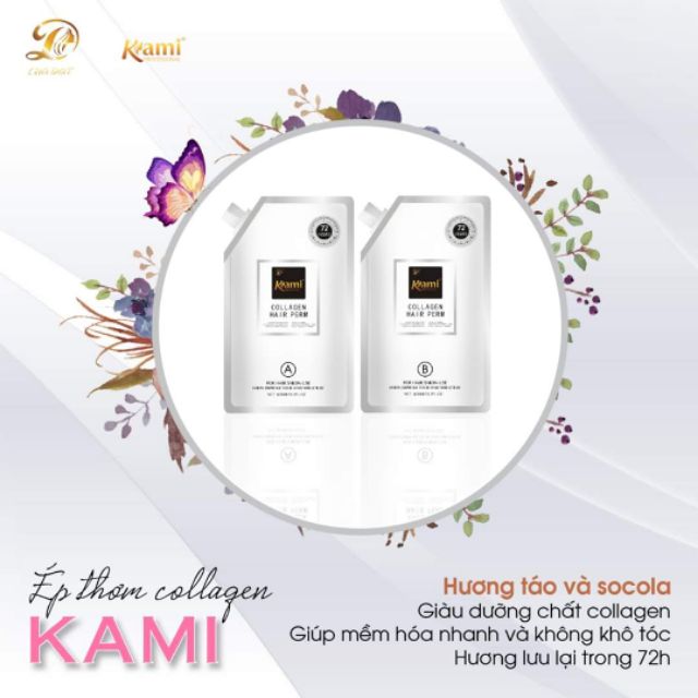 Uốn/Ép thơm collagen Kami, căng sóng, bóng mượt 800ml