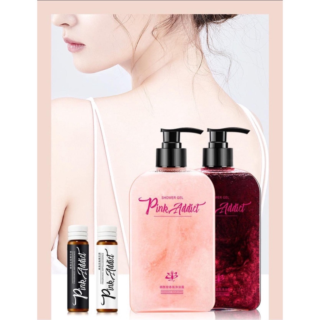 Sữa tắm nước hoa Pink Addict 3 in 1 trắng da siêu thơm dung tích 400ml tặng 2 lọ tinh dầu nước hoa AZ TV55222S