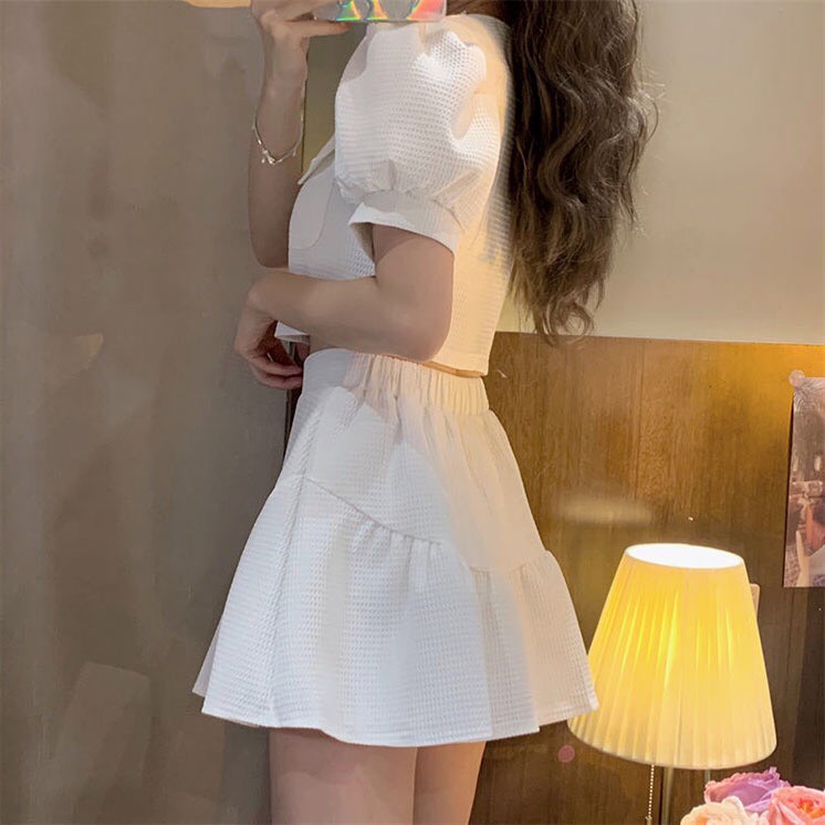 Set váy nữ Hàn Quốc mùa hè sang chảnh croptop đi chơi cute bánh bèo tiểu thư SVN003