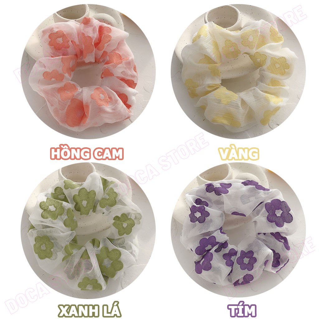 Cột tóc vải scrunchies Hoa mai in đẹp CT93