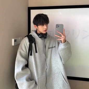 Áo hoodie unisex ngoại cỡ dáng rộng in chữ đơn giản phong cách Hàn Quốc