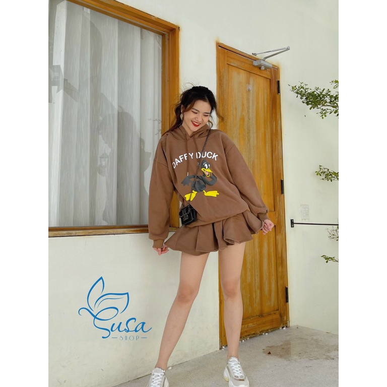Sét bộ nữ áo hoodie kèm chân váy xòe nỉ Quảng Châu cao cấp - SUSASHOP