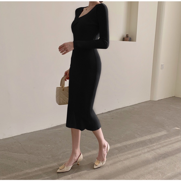 Đầm Dệt Kim Dài Tay Co Giãn Thời Trang Mùa Thu Dành Cho Nữ