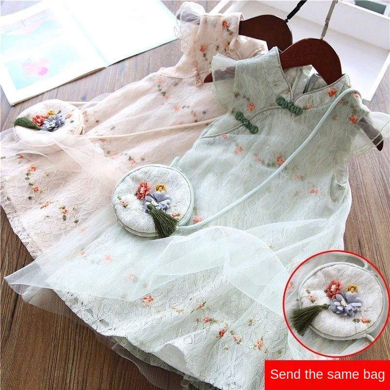 Girls' dress summer fashion Chinese style little girls' Qipao skirt children's Hanfu princess skirt