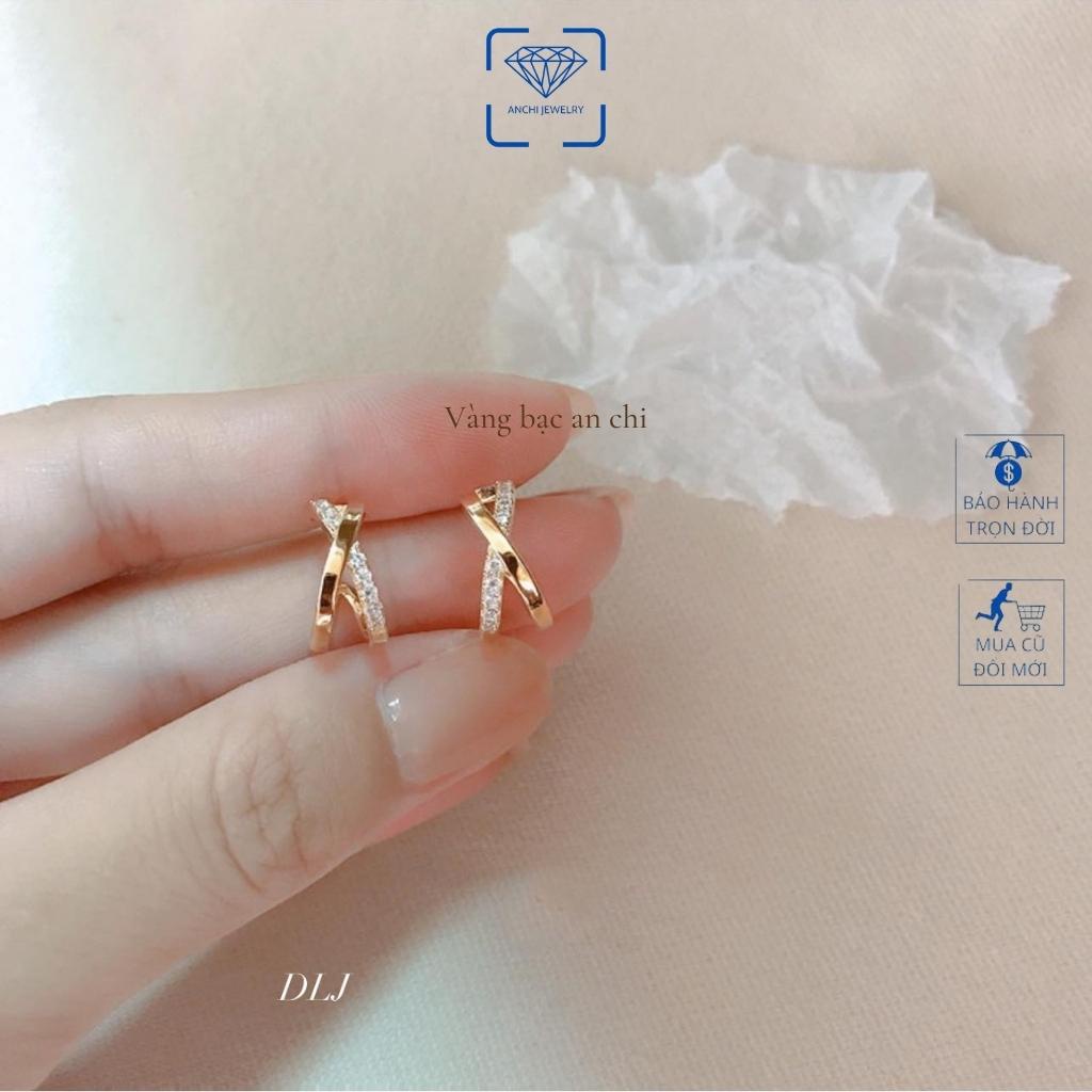 Bông tai ngọc trai nhân tạo ôm vành đính đá, chuẩn bạc 925 xi vàng - Anchi jewelry