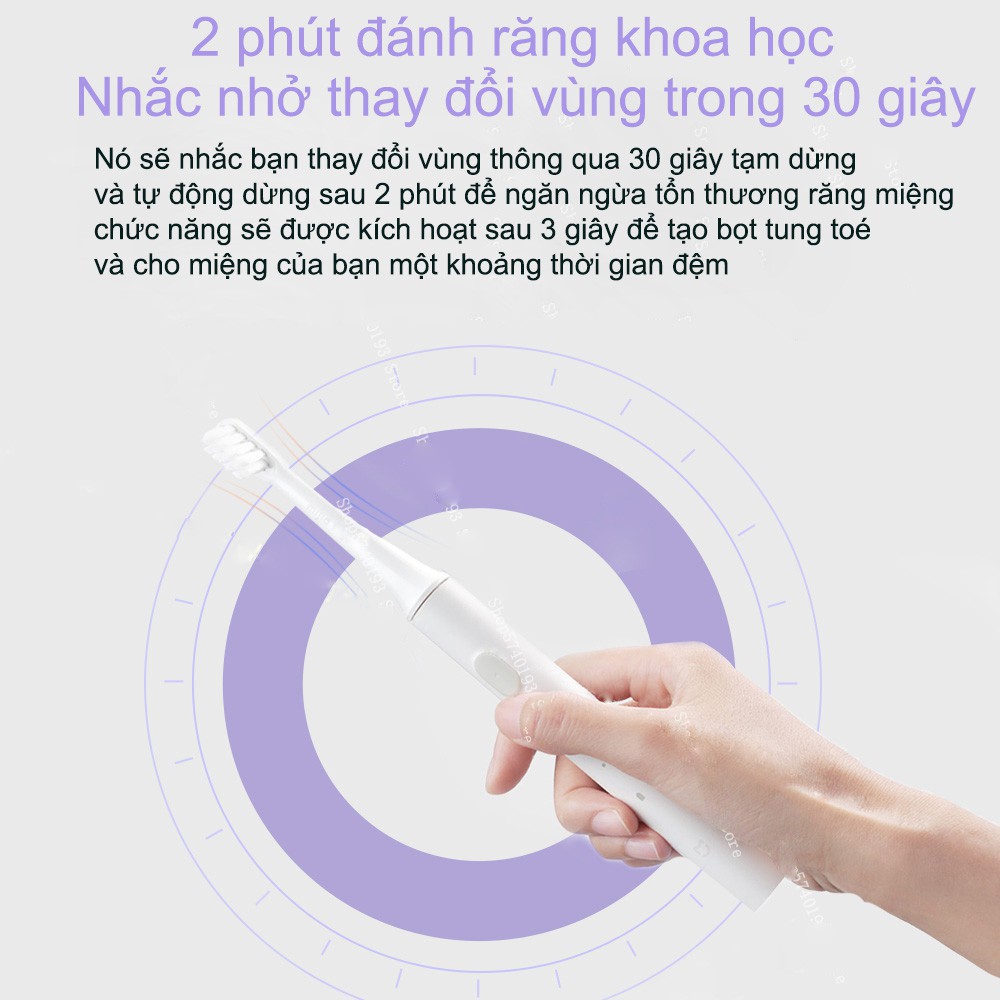 không thấm nước Bàn chải điện Xiaomi Mijia T100 IPX7 Bàn Chải Đánh Răng Mijia T100 Bảo hành 6 tháng