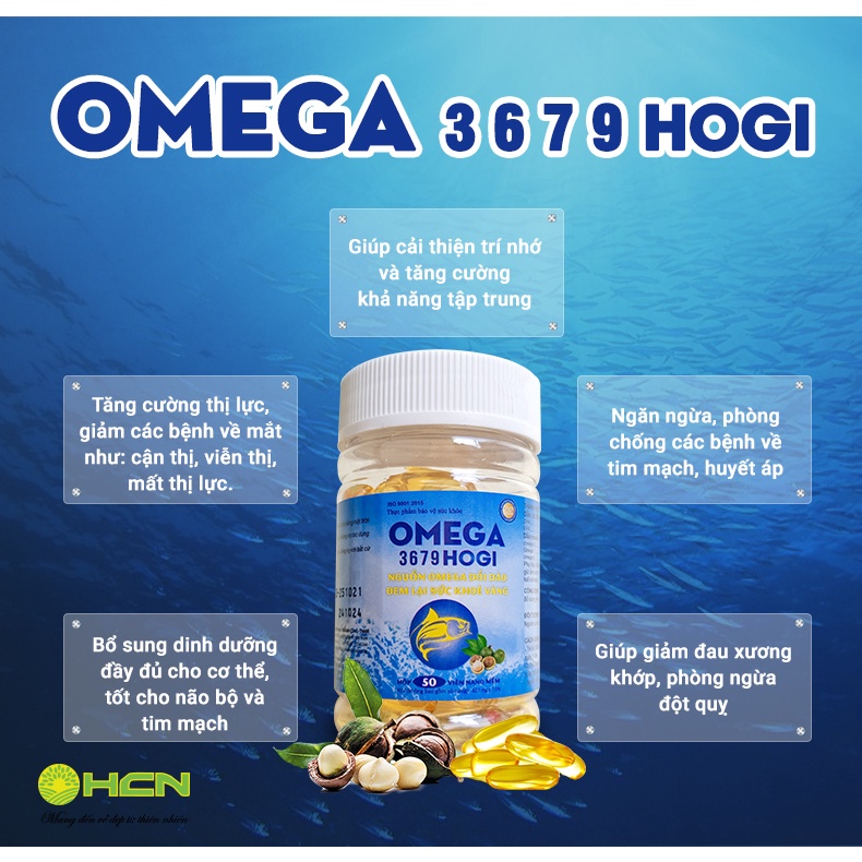 Viên uống Dầu cá Omega 3679 Hogi tốt cho da, tim mạch, trí não, giảm quá trình lão hóa, tăng cường thị lực