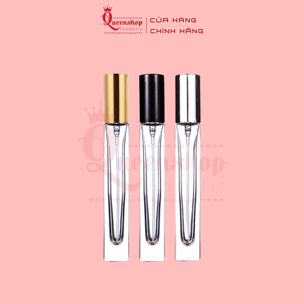 Chai thuỷ tinh vuông chiết nước hoa 10ml đầu xịt