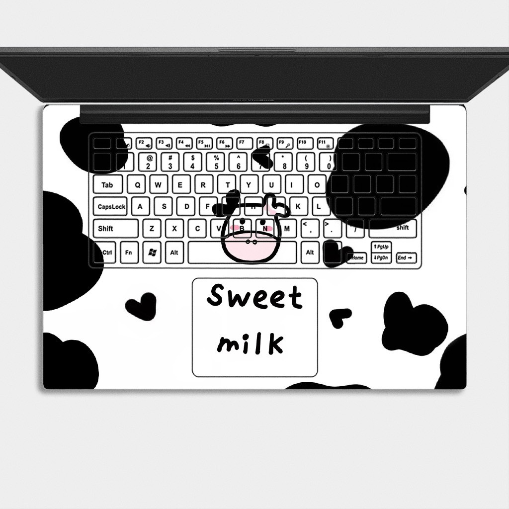 Bộ skin dán laptop mẫu Bò Sữa / Có mẫu decal dán cho tất cả các hãng máy tính