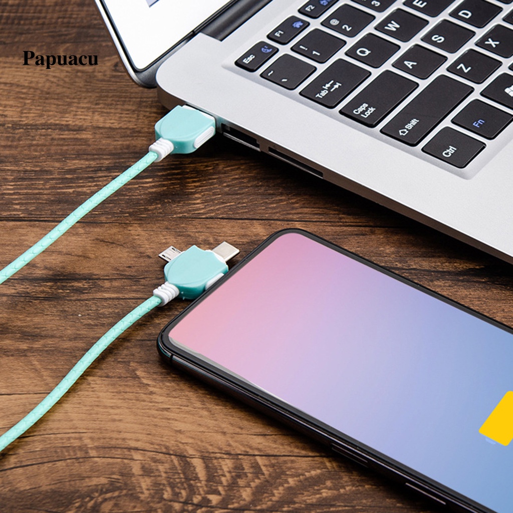 Cáp sạc nhanh 3 trong 1 2.1a 8 chân nối type-c micro usb dành cho android