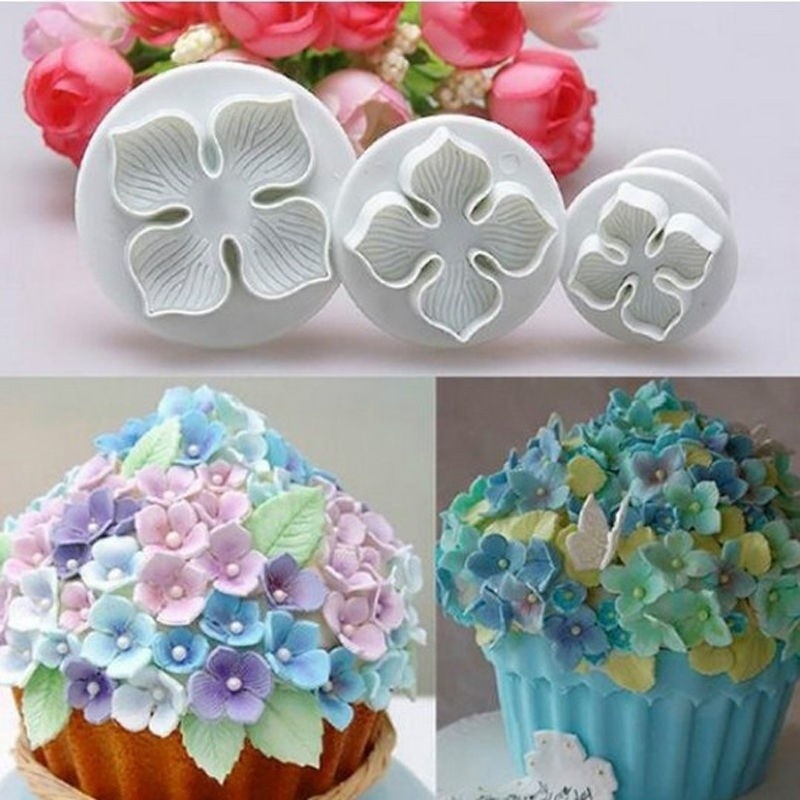 Set 3 Khuôn Cắt Kẹo Mềm Trang Trí Bánh Tạo Hình Hoa Cẩm Tú Cầu