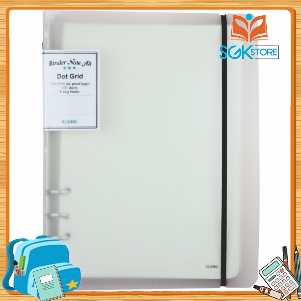 Sổ Còng Dot Grid bìa nhựa kẹp còng Size A5 - 100 tờ; MS: 995
