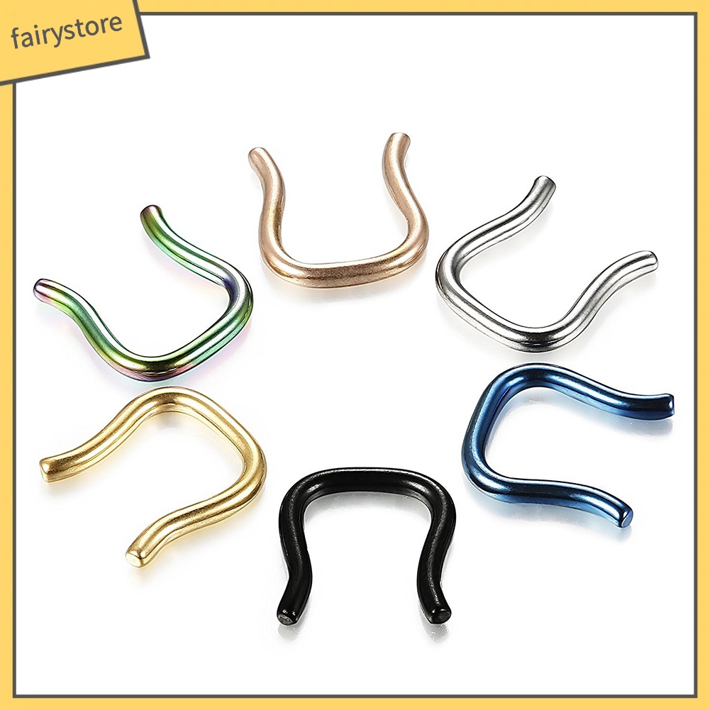 Set 6 Khuyên Mũi Hình Chữ U Bằng Thép 1 / 1.2 / 1.6mm 316l