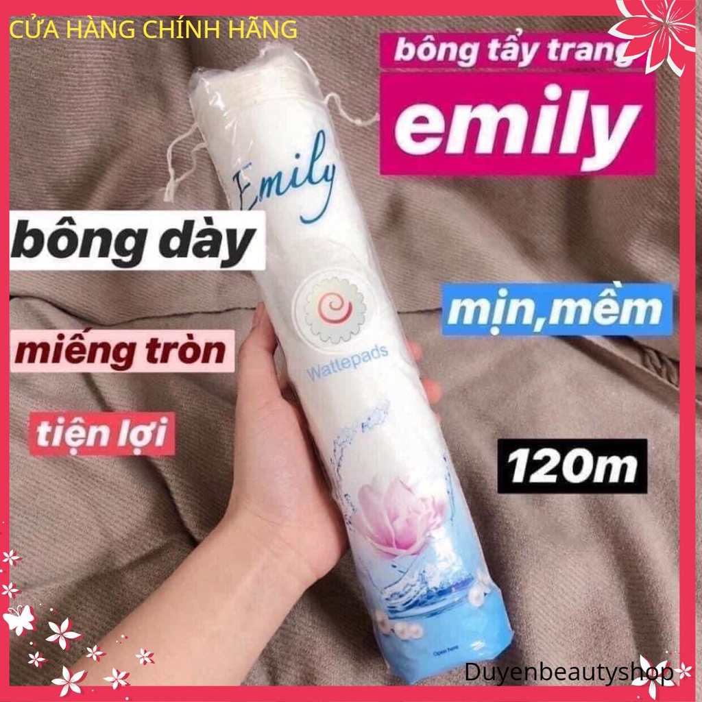 Bông tẩy trang Emily 120 miếng của Đức thành phần 100% bông cotton với công nghệ sản xuất bông tiên tiến