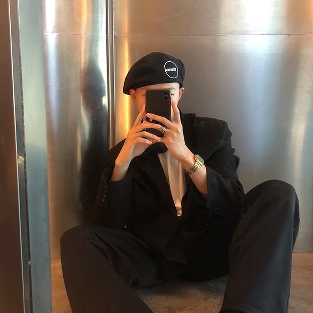 Mũ Beret Mỏng Màu Trơn Phong Cách Thời Trang Đường Phố Nhật Bản