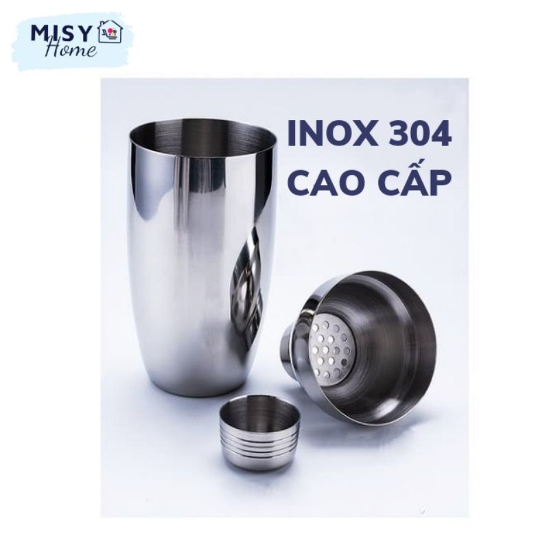 Bình lắc pha chế INOX 304 cao cấp Shaker pha chế rượu Cocktail trà sữa bột dinh dưỡng tập gym 350 550 750ml