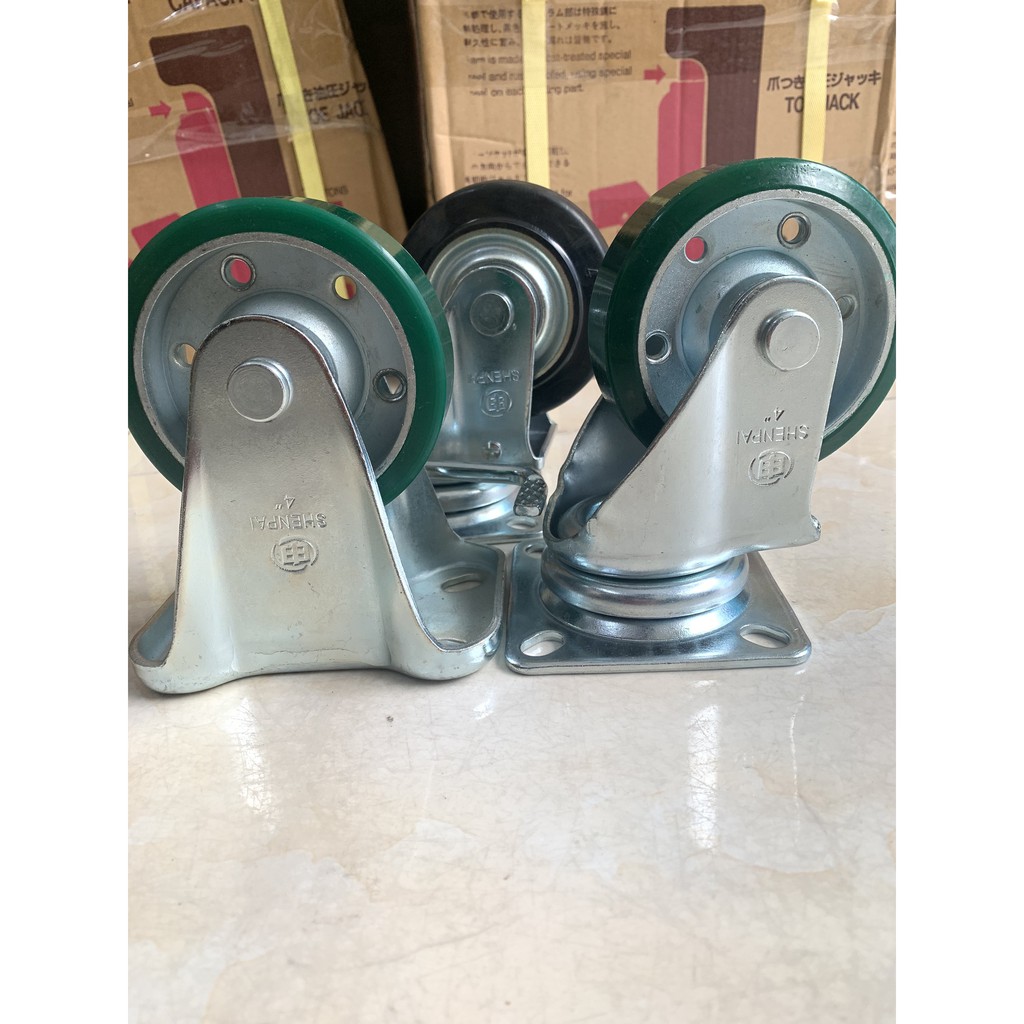 Bánh xe công nghiệp Shenpai - Đài Loan, Bánh xe PU xanh 100mm